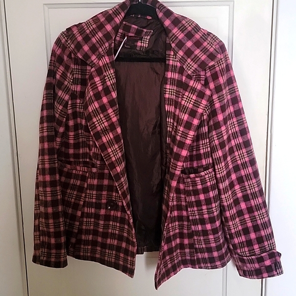 black lipstick Jackets & Blazers - Brown and pink coat